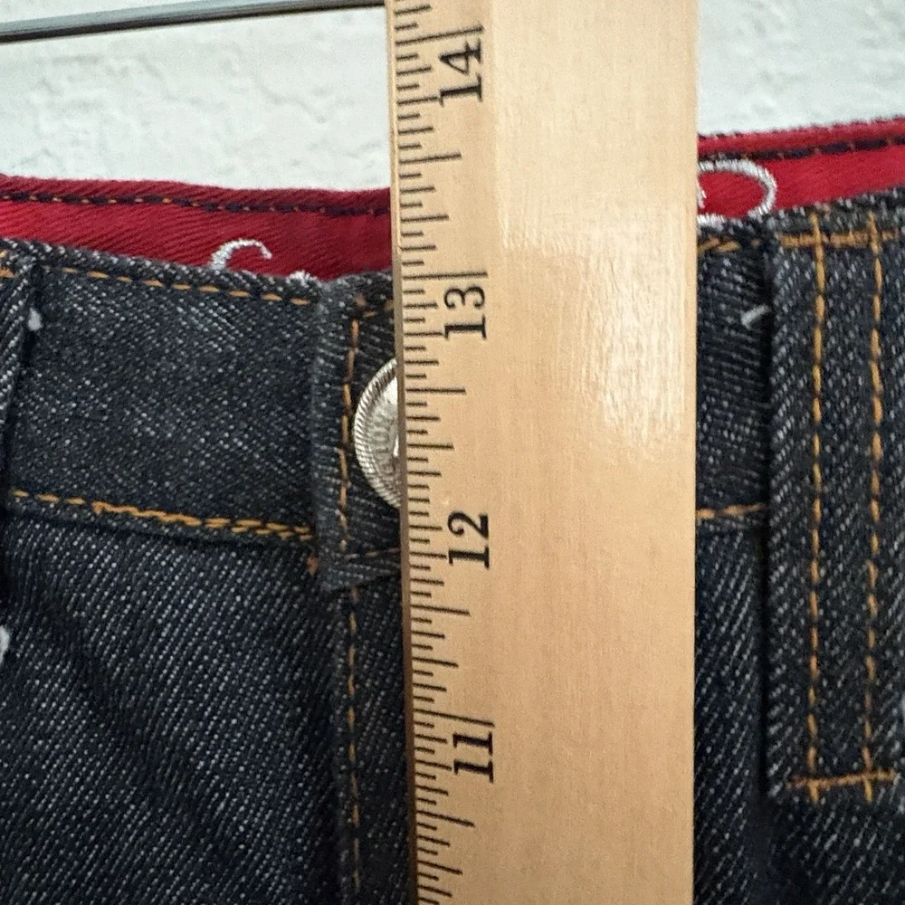 Vintage New Crown Holder Mens embroidered Jeans 32x32 Y2K Hip Hop Dark Wash